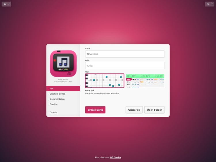 Screenshot of Gameboy Studio Music