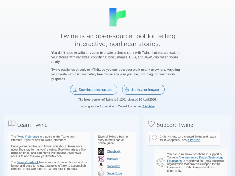 Screenshot of Twine