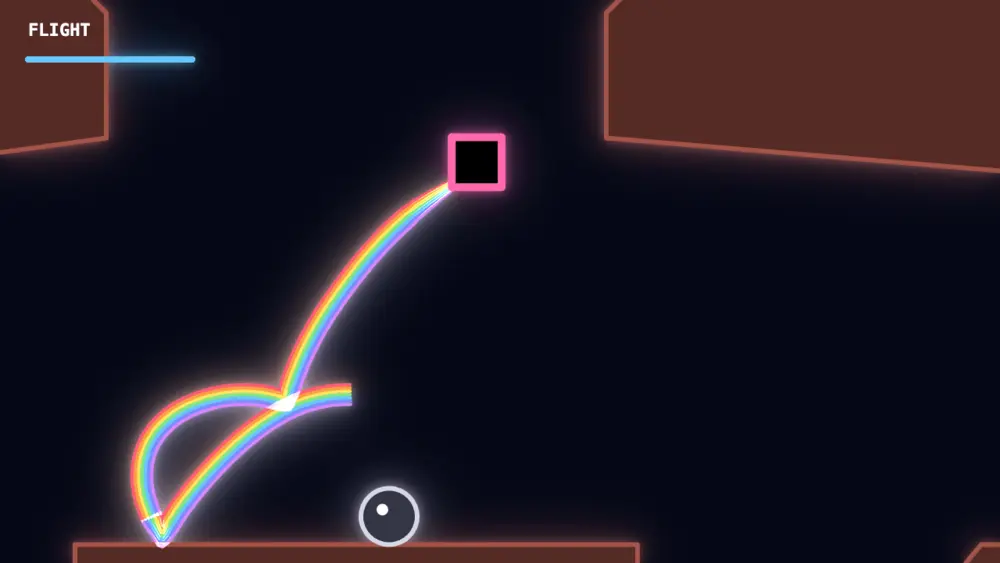 A primitive vector editor I am using as a level editor. It's a dark screen with some toolbar buttons and a colour palette at the top, a right sidebar containing screen dimensions and export options, and the main section just shows some vector shapes and a few icons for different objects that can be interacted with