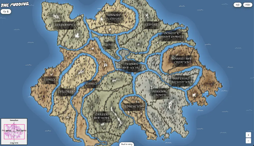 A zoomed out view of the happiness map