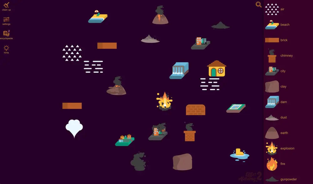 A screenshot of Little Alchemy 2 in action.