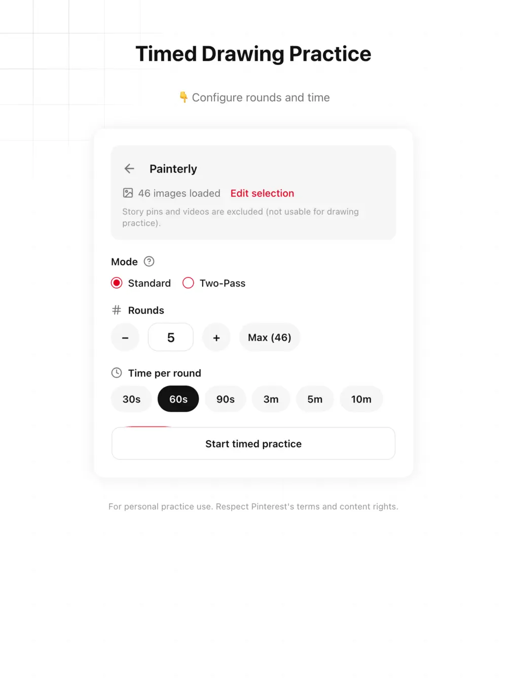 Drawing Timer Settings