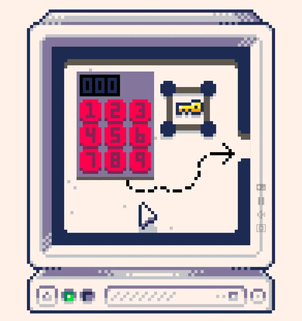 A cursor inside a computer trying to crack the code.