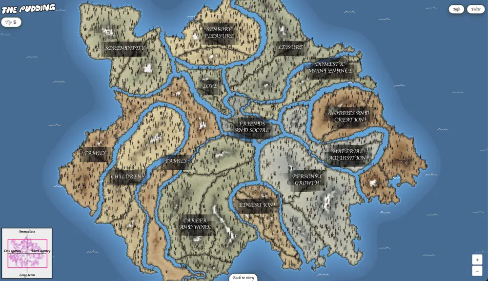 A zoomed out view of the happiness map