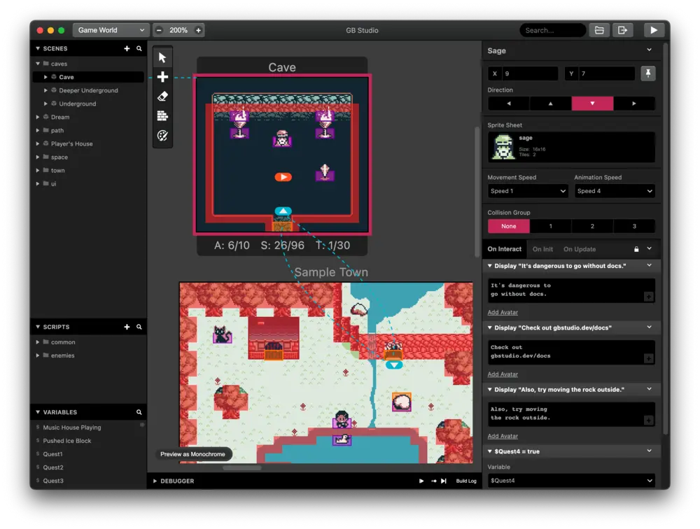 The GB Studio interface.