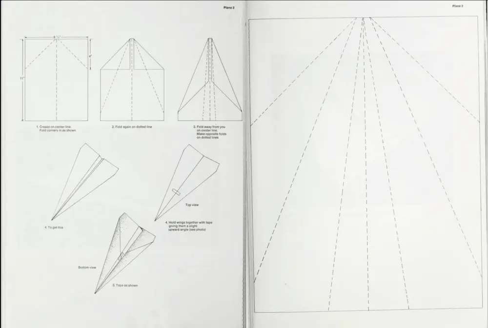 A screenshot of the Great International Paper Airplane Book, showing instructions for making a classic paper plane.
