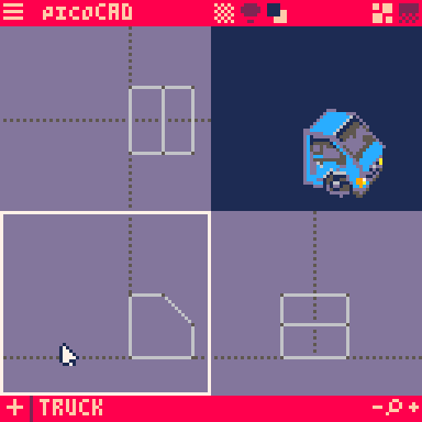 An animated gif of someone creating a small truck in PicoCAD